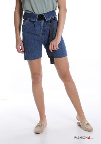 Pantaloncino Short in Cotone denim con cintura con tasche - ph 1