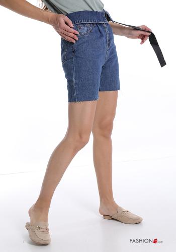 Pantaloncino Short in Cotone denim con cintura con tasche - ph 3