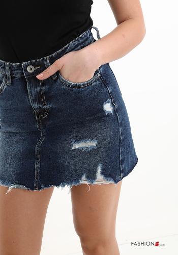Mini Jupe en Coton en denim avec poches - ph 4