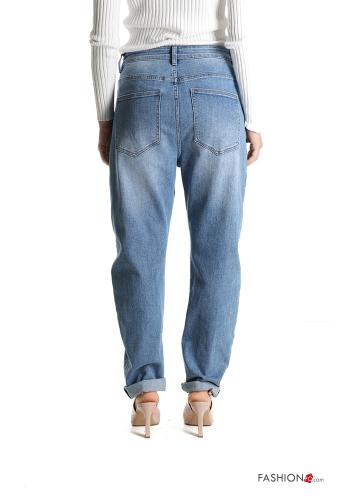 Jeans in Cotone cavallo basso wide leg con tasche - ph 2