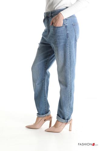 Jeans in Cotone cavallo basso wide leg con tasche - ph 3