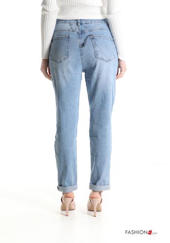 denim ripped Cotton Jeans with pockets with zip - ph 2