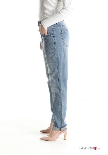 Jeans en Coton sarouel déchiré avec poches - ph 3