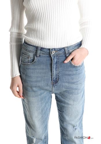 Jeans en Coton sarouel déchiré avec poches - ph 4