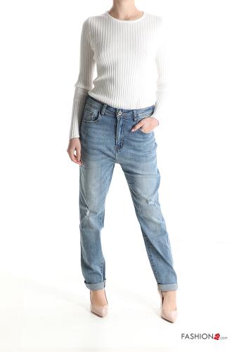 Jeans en Coton sarouel déchiré avec poches - ph 5
