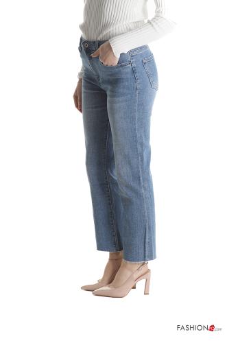 raw hem finish Cotton Jeans with pockets - ph 3