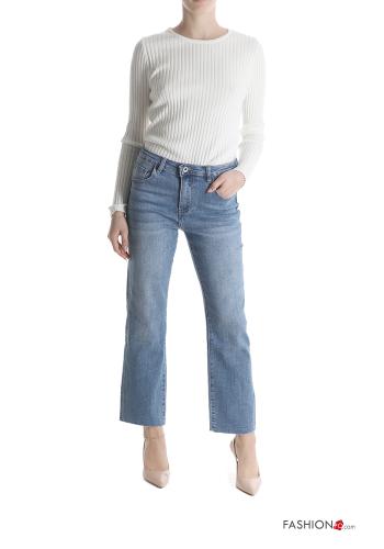 raw hem finish Cotton Jeans with pockets - ph 5