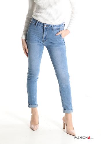 Jeans in Cotone skinny con tasche