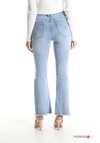 Jeans in Cotone a zampa con tasche con frange - ph 2