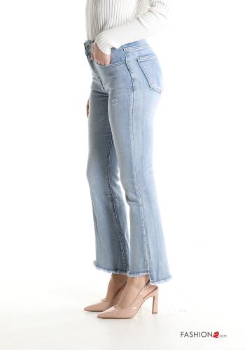 Jeans in Cotone a zampa con tasche con frange - ph 3