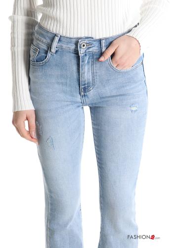 Jeans in Cotone a zampa con tasche con frange - ph 4