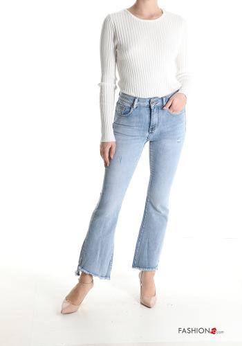 Jeans in Cotone a zampa con tasche con frange - ph 5
