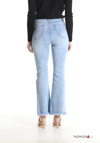 ausgestellte Jeans aus Baumwolle mit Taschen mit Fransen - ph 2