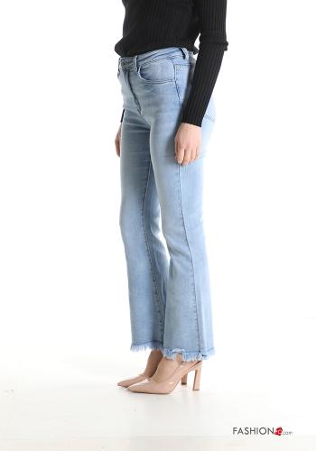 ausgestellte Jeans aus Baumwolle mit Taschen mit Fransen - ph 3