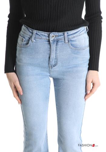 ausgestellte Jeans aus Baumwolle mit Taschen mit Fransen - ph 4