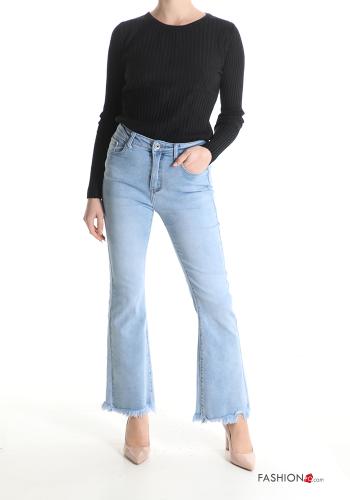 ausgestellte Jeans aus Baumwolle mit Taschen mit Fransen - ph 5