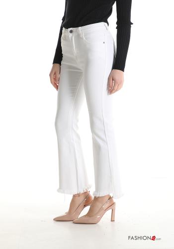 Jeans in Cotone a zampa con tasche con frange - ph 3