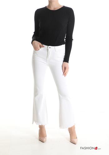 Jeans in Cotone a zampa con tasche con frange - ph 5
