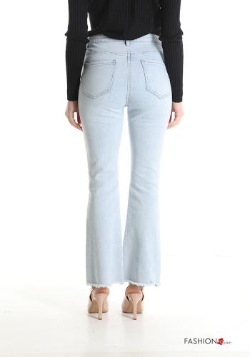 ausgestellte Jeans aus Baumwolle mit Taschen mit Fransen - ph 2