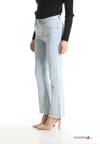 ausgestellte Jeans aus Baumwolle mit Taschen mit Fransen - ph 3