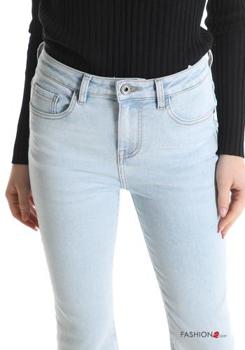 ausgestellte Jeans aus Baumwolle mit Taschen mit Fransen - ph 4