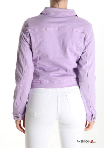 denim with collar Cotton Jacket with buttons with pockets - ph 2