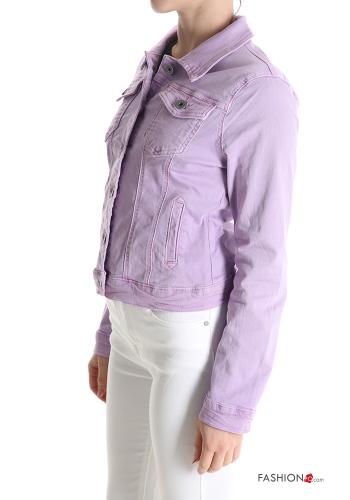 denim with collar Cotton Jacket with buttons with pockets - ph 3