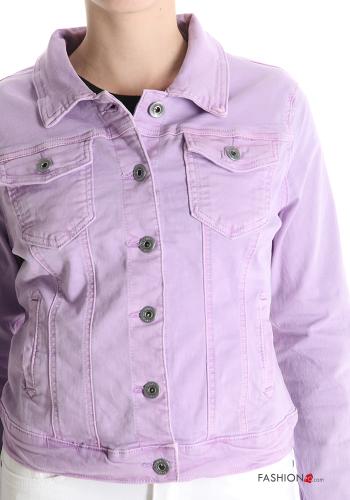 denim with collar Cotton Jacket with buttons with pockets - ph 4