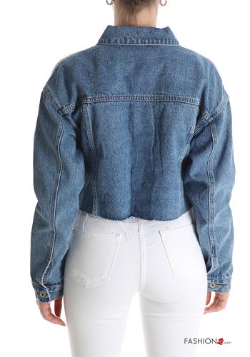 Giacca in Cotone con colletto denim metallizzato con bottoni - ph 2