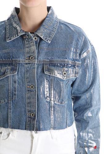 Giacca in Cotone con colletto denim metallizzato con bottoni - ph 4