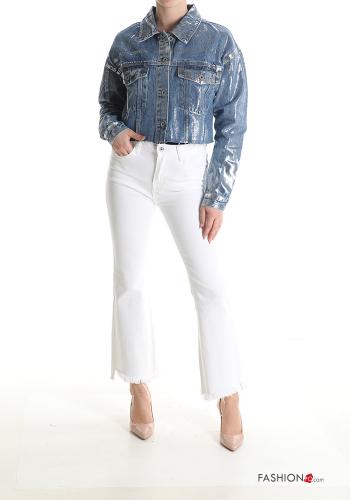 Giacca in Cotone con colletto denim metallizzato con bottoni - ph 5