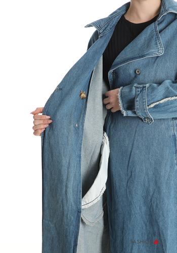 denim Cotton Coat with belt without lining with pockets - ph 4