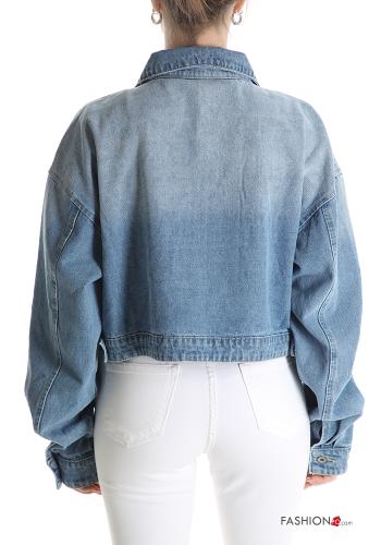 Giacca in Cotone denim con colletto con tasche con zip - ph 2