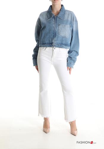 Giacca in Cotone denim con colletto con tasche con zip - ph 5