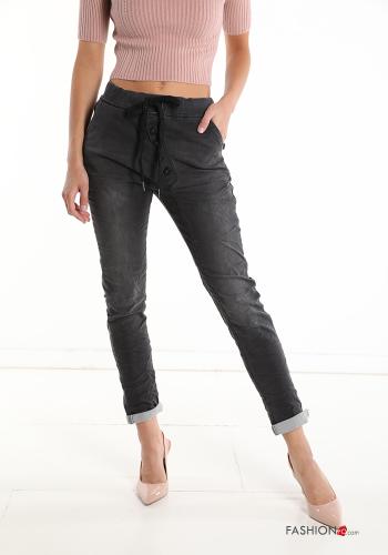 Cotton Jeans with buttons with bow with pockets - ph 1