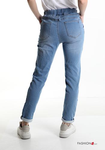 Denim Hose aus Baumwolle mit Taschen mit kordelzug - ph 2