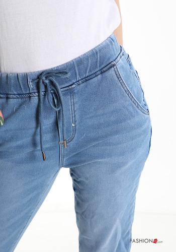 Denim Hose aus Baumwolle mit Taschen mit kordelzug - ph 4