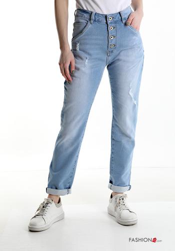 Jeans en Coton à boutons avec poches
