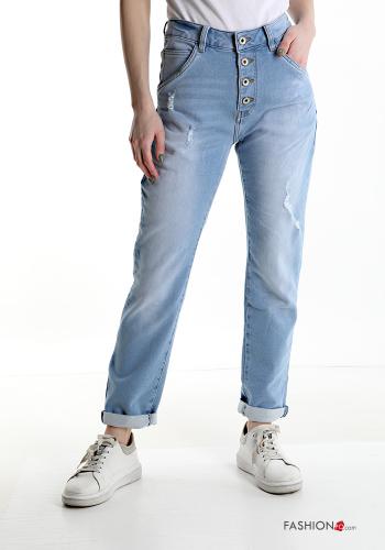 Jeans aus Baumwolle mit Knöpfen mit Taschen - ph 1