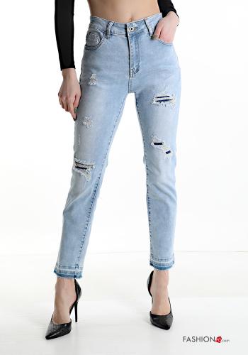ripped Cotton Jeans with pockets - ph 1