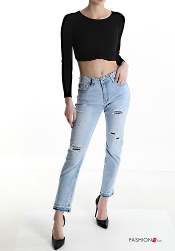 ripped Cotton Jeans with pockets - ph 5