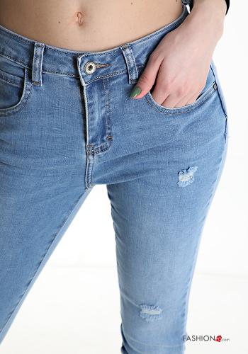 Calças de ganga em Algodão skinny com bolsos com franja - ph 4