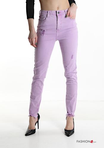skinny Hose aus Baumwolle mit Taschen mit Reißverschluss - ph 1
