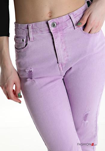 skinny Hose aus Baumwolle mit Taschen mit Reißverschluss - ph 4