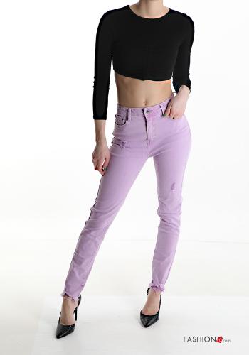 skinny Hose aus Baumwolle mit Taschen mit Reißverschluss - ph 5