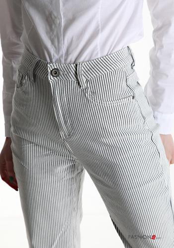 Streifenmuster Denim wide leg hoher Taille Hose mit Taschen - ph 4