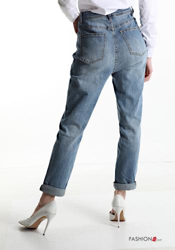 Jeans in Cotone vita alta con tasche - ph 2