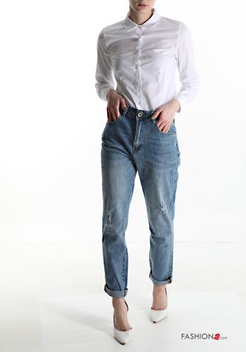 Jeans in Cotone vita alta con tasche - ph 5