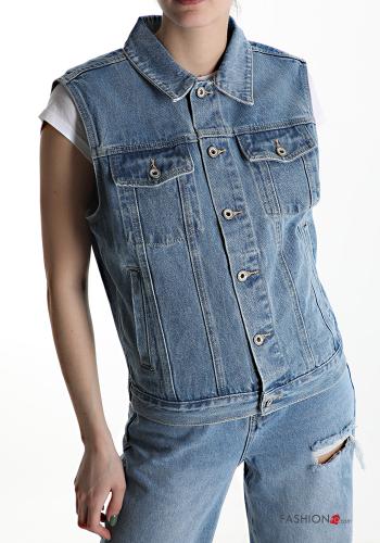 Veston en Coton en denim à boutons avec poches - ph 1