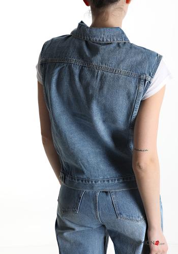 Veston en Coton en denim à boutons avec poches - ph 2
